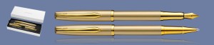 ZESTAW PIÓRO WIECZNE + PIÓRO KULKOWE PELIKAN R/P36 JAZZ NOBLE ELEGANCE MONOCHROME GOLD | STALÓWKA M