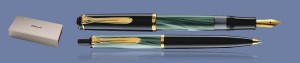 ZESTAW PIÓRO WIECZNE + DŁUGOPIS PELIKAN CLASSIC K/M200 MARMUROWA ZIELEŃ | STALÓWKA F