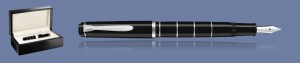PIÓRO WIECZNE PELIKAN CLASSIC M215 CZARNO-SREBRNE OBRĘCZE + WOOD BOX BLACK | STALÓWKA M