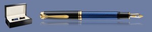 PIÓRO WIECZNE PELIKAN SOUVERAN M400 CZARNO-NIEBIESKIE + WOOD BOX BLACK | STALÓWKA B