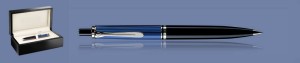 DŁUGOPIS PELIKAN SOUVERAN K405 CZARNO-NIEBIESKO-SREBRNY + WOOD BOX BLACK