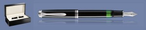 PIÓRO WIECZNE PELIKAN SOUVERAN M405 CZARNO-SREBRNE + WOOD BOX BLACK | STALÓWKA M