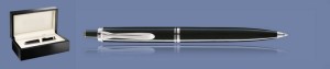 DŁUGOPIS PELIKAN SOUVERAN K405 CZARNO-SREBRNY + WOOD BOX BLACK