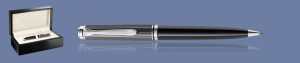 DŁUGOPIS PELIKAN SOUVERAN K605 CZARNO-SZARO-SREBRNY + WOOD BOX BLACK