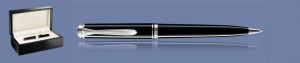 DŁUGOPIS PELIKAN SOUVERAN K805 CZARNO-SREBRNY + WOOD BOX BLACK