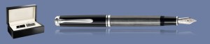 PIÓRO WIECZNE PELIKAN SOUVERAN M805 CZARNO-SZARO-SREBRNE + WOOD BOX BLACK | STALÓWKA M
